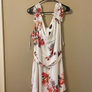 Plus size white floral romper